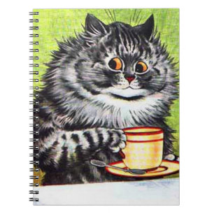 Louis Wain Cat Drinking Coffee Notebook