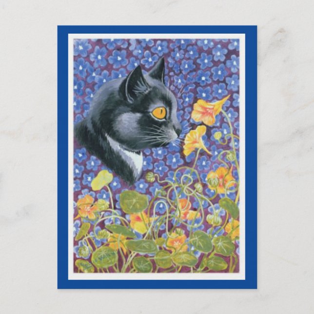 Louis Wain,Cat in a Sea of Flowers, Art Postcard (Front)