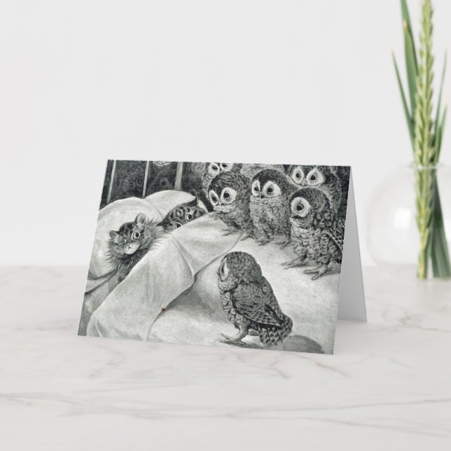Louis Wain Cat Nightmare Owl Bird Card (Front)