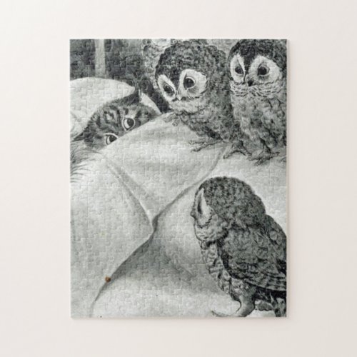 Louis Wain Cat Nightmare Owl Bird Jigsaw Puzzle