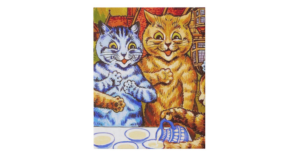 Louis Wain Cute Cat With Bow Christmas Present Painting Canvas