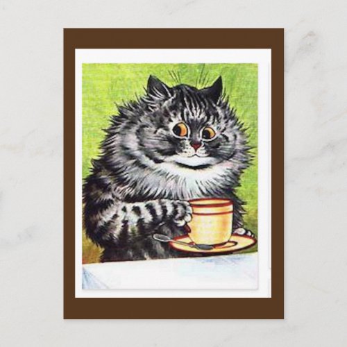 Louis WainCat with a Coffee Cup Art Postcard