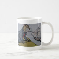 Louis Wain Cat with a Sailboat Artwork Coffee Mug