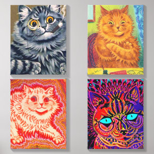 LOUIS WAIN CATS CAT Photo Tiles Peel & Stick