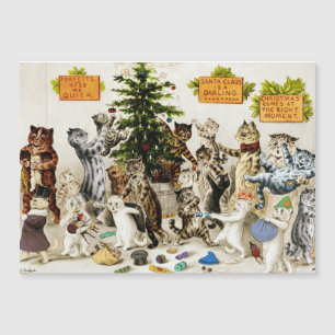 Louis Wain Cats Christmas Party Magnetic Card