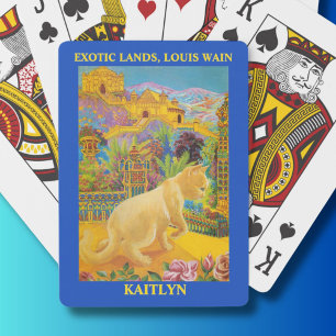 Louis Wain Cats in Exotic Lands Personalized Poker Cards