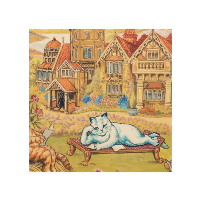 Louis Wain Cats Relaxing Wood Wall Art (Front)
