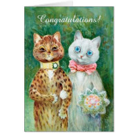 Louis Wain Cats Wedding Congratulations Card