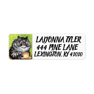 LOUIS WAIN CCFFEE CAT RETURN ADDRESS LABELS