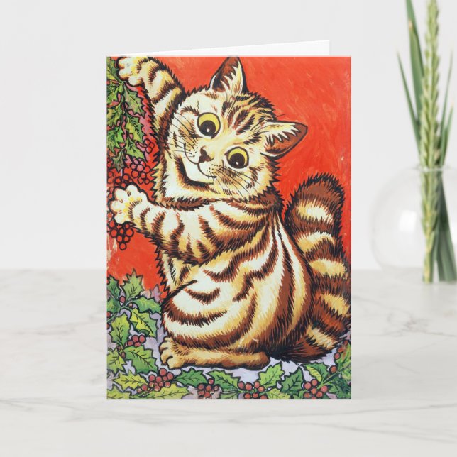 Louis Wain Christmas Cat Decorating Tree Invitation (Front)