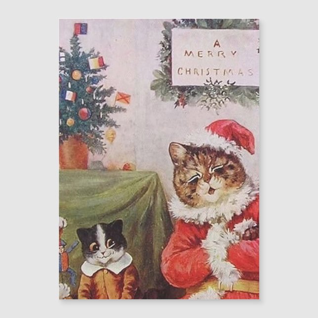 Louis Wain Christmas Cats Vintage Magnetic Card (Front)