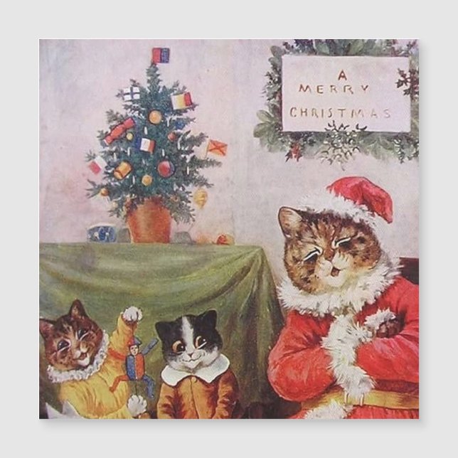 Louis Wain Christmas Cats Vintage Victorian Family (Front)