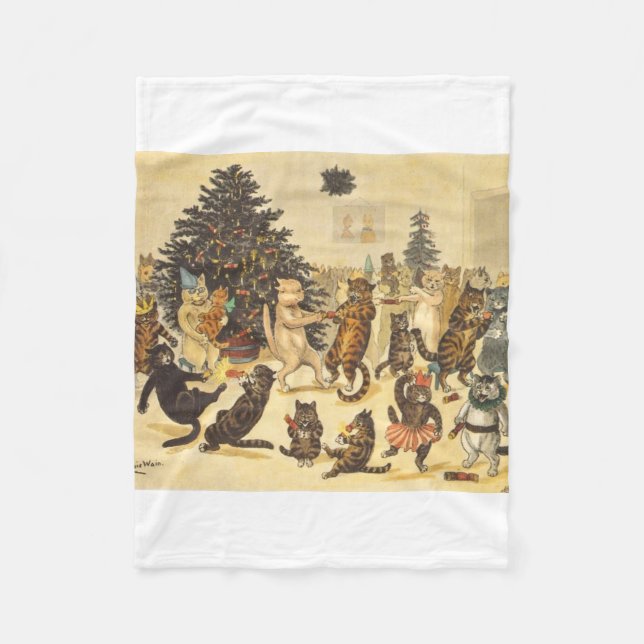 Louis Wain Christmas Party Fleece Blanket (Front)