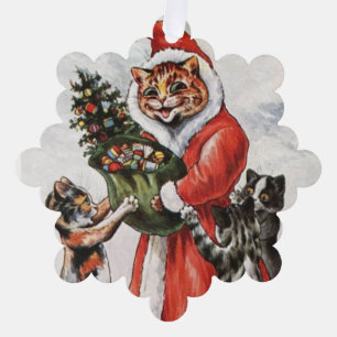 Louis Wain Christmas Time Cats Ornament Card