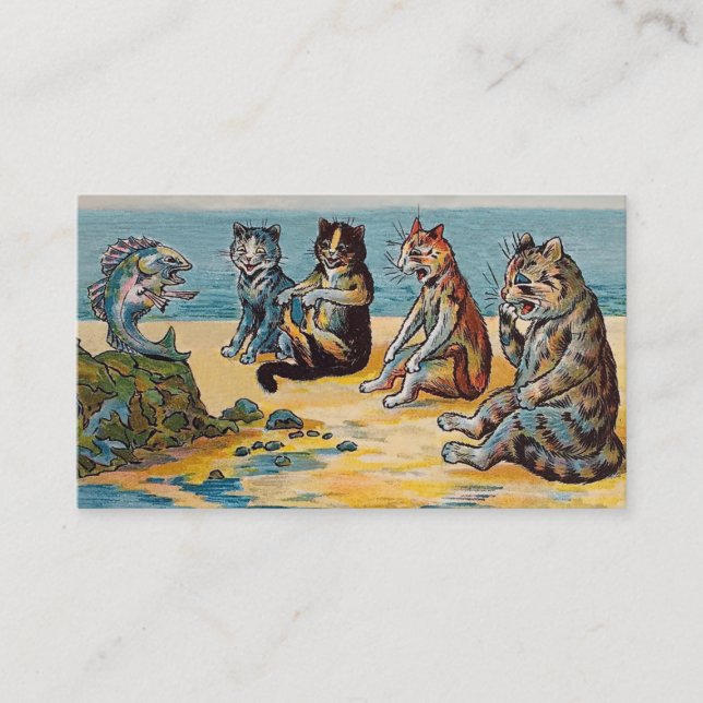 Louis Wain Fish Stories - Funny Cat Business Card (Front)