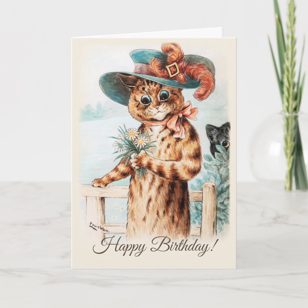 Louis Wain Flowers for the duchess Birthday CC1007 Card (Front)