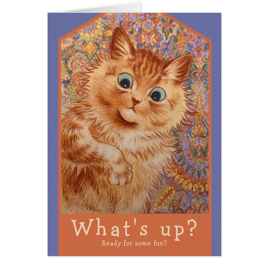 Louis Wain Ginger cat Birthday party invitation (Front)