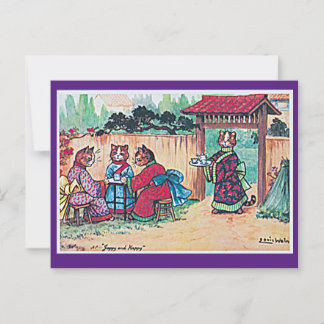 Louis Wain, Japanese Kimono Cat Art Postcard