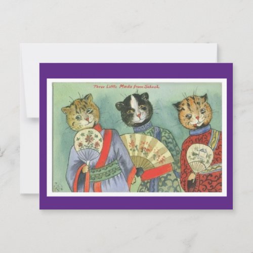 Louis Wain Japanese Kimono Cat Art  Postcard