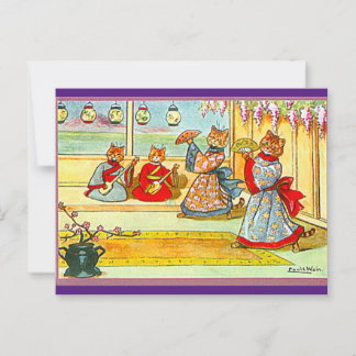Louis Wain, Japanese Kimono Cat Art Postcard