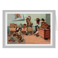 Louis Wain Kittens in the Classroom - Vintage Cats Card