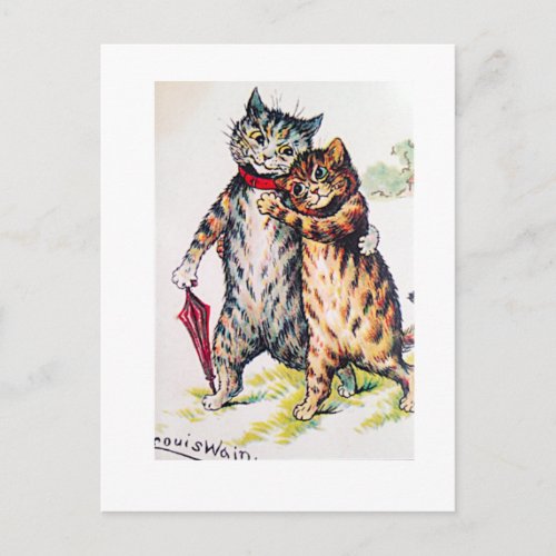Louis Wain Lovely Cat Couple Art     Postcard