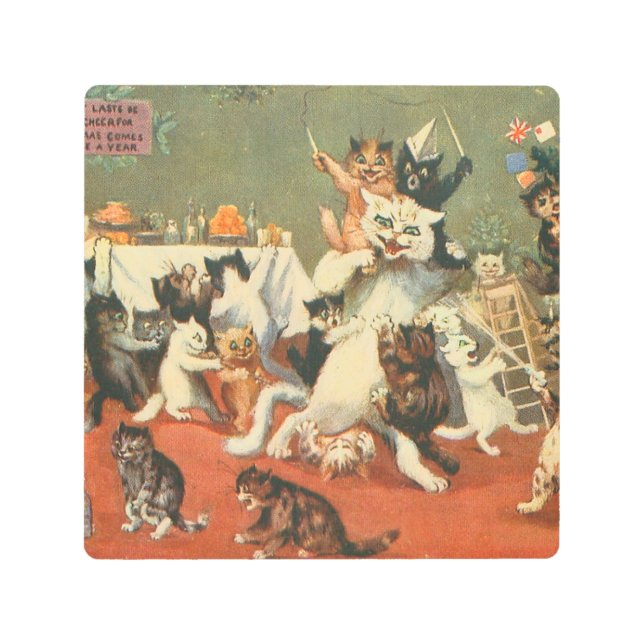 Louis Wain Merry Christmas Metal Print (Front)