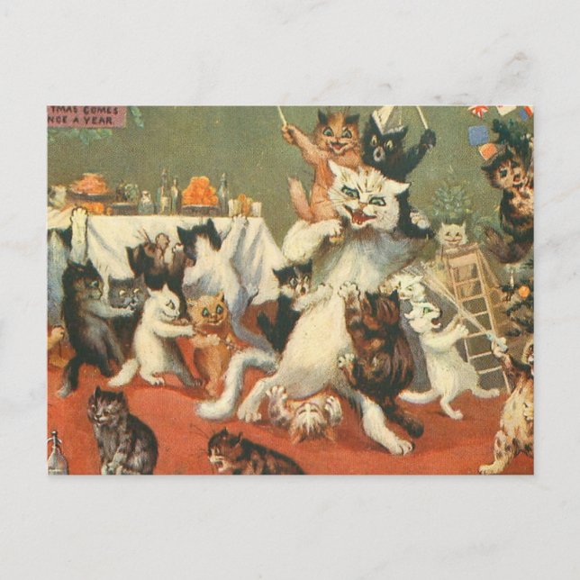 Louis Wain Merry Christmas Postcard (Front)