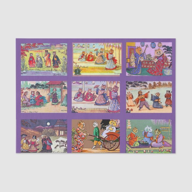 Louis Wain, Mikado Cats, Tissue Paper (Front)