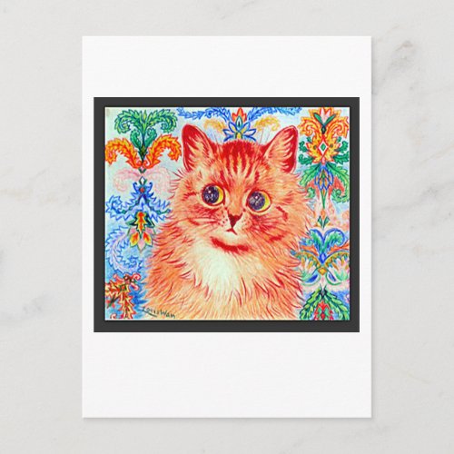 Louis Wain Orange Ginger Cat Art    Postcard
