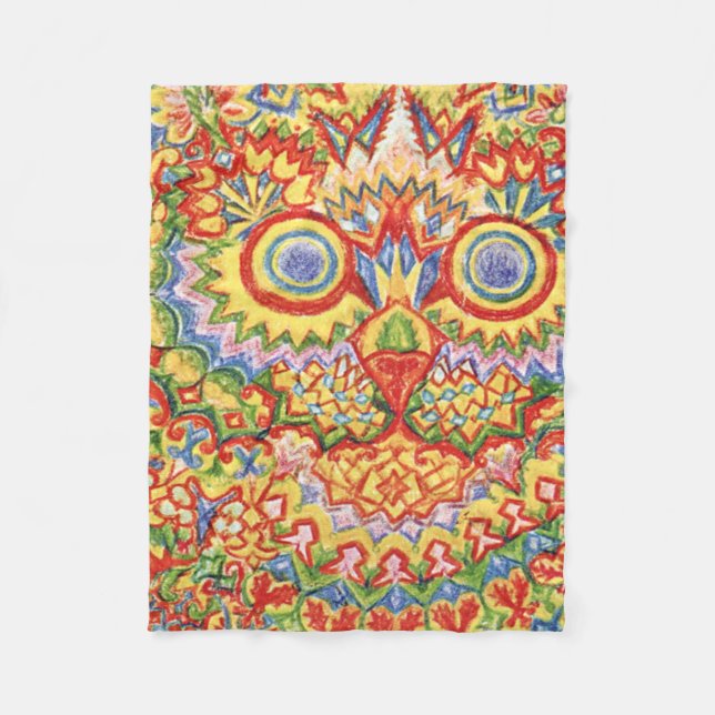 Louis Wain Psychedelic Cat Colorful Fleece Blanket (Front)