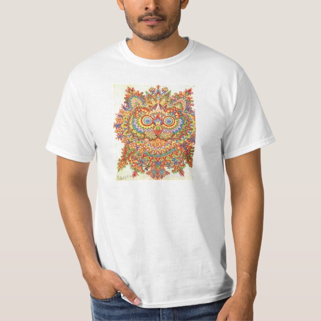 Louis Wain Psychedelic Cat Colorful T-Shirt (Front)