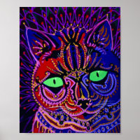 Louis Wain Giclee Canvas Psychedelic Cat Art Print FREE Ship USA