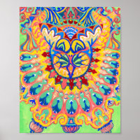 FLOWERED CAT : Vintage Psychedelic Abstract Louis Wain Print | Art Board  Print