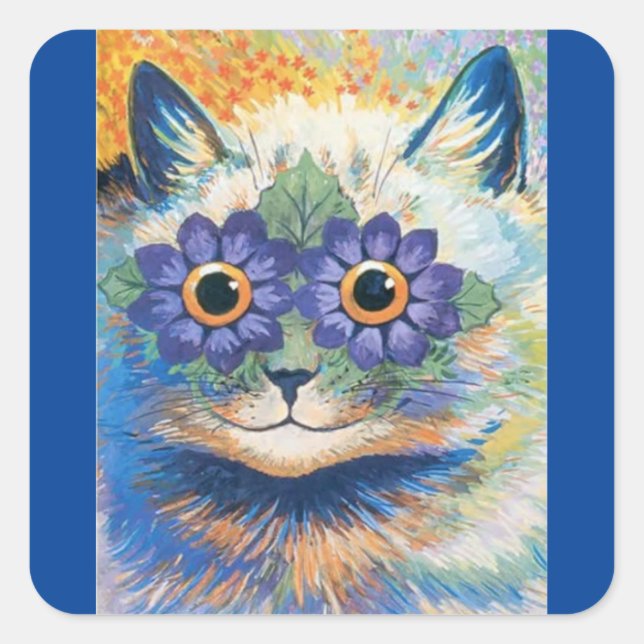 Louis Wain Psychedelic Cat Square Sticker (Front)