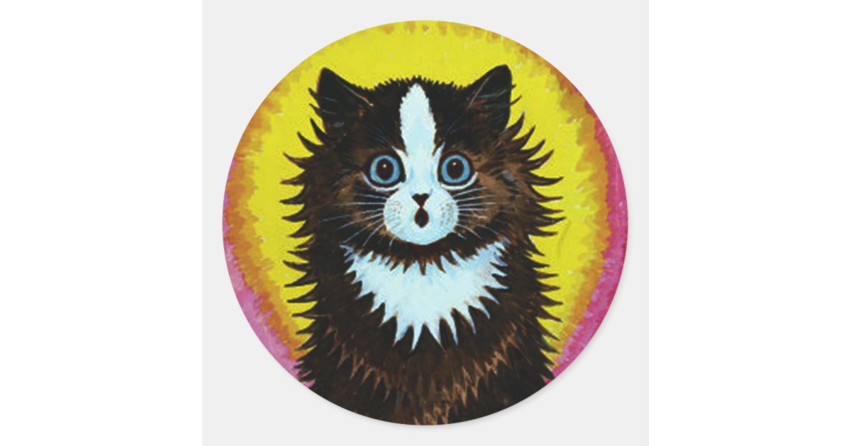 Louis Wain Psychedelic Cat Sticker | Zazzle