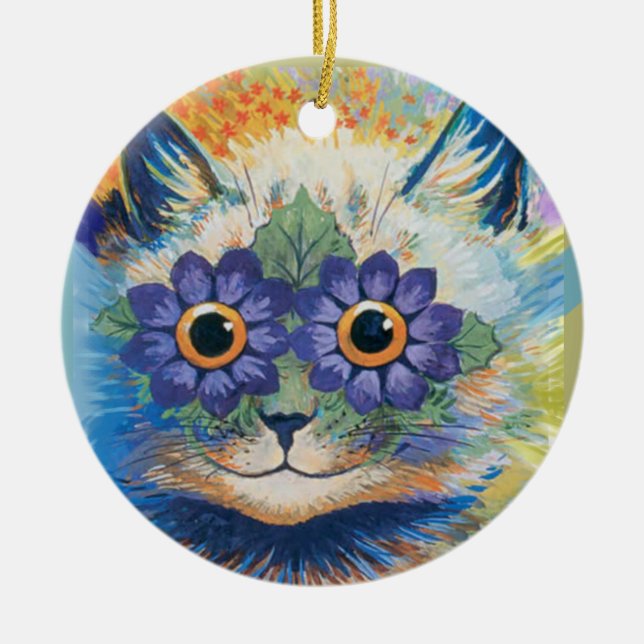 Louis Wain Psychedelic Cats Ceramic Ornament (Front)