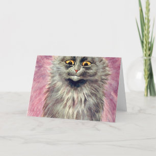 Louis Wain Russian Blue Cat Card