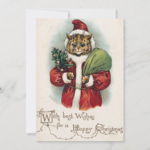 Louis Wain Santa Cat Flat Holiday Card