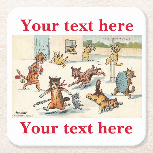 Louis Wain Square Paper Coaster (Front)