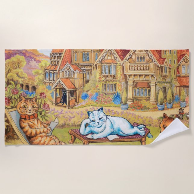 Louis Wain - Summer Tea Party Beach Towel (Front)