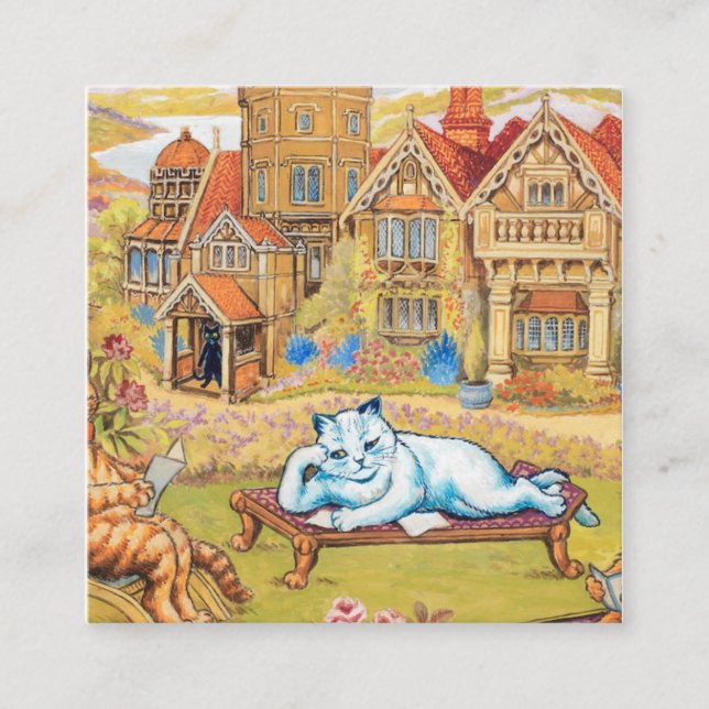 Louis Wain - Summer Tea Party Square Business Card (Front)