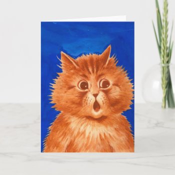 Louis Wain Surprised Orange Cat Card by artisticcats at Zazzle