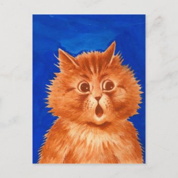 Louis Wain Surprised Orange Cat Postcard by artisticcats at Zazzle