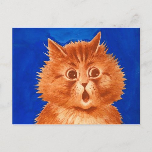 Louis Wain Surprised Orange Cat Postcard