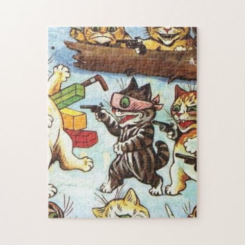 Louis Wain _ The Ambush Robbers And Brigands Jigsaw Puzzle