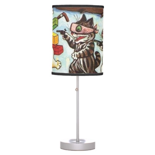 Louis Wain _ The Ambush Robbers And Brigands Table Lamp