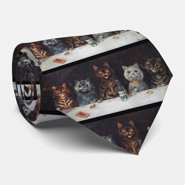 Louis Wain “ The bachelor party ” Neck Tie (Rolled)