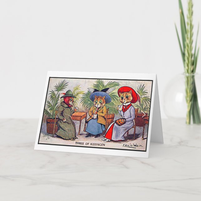 Louis Wain, Three Lady Cats, Art   Thank You Card (Front)