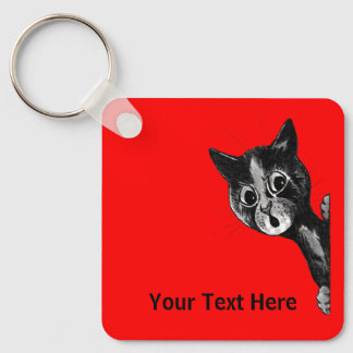 Louis Wain vintage cat image Keychain